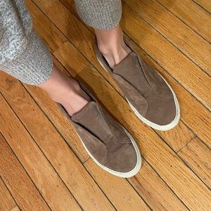 Jslides slip on sneaker - suede dark brown - size 7